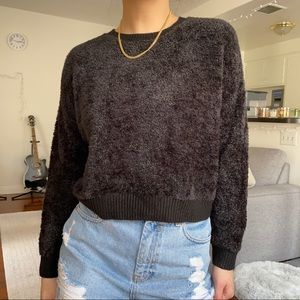 Topshop Fluffy Black Knit Crop Sweater